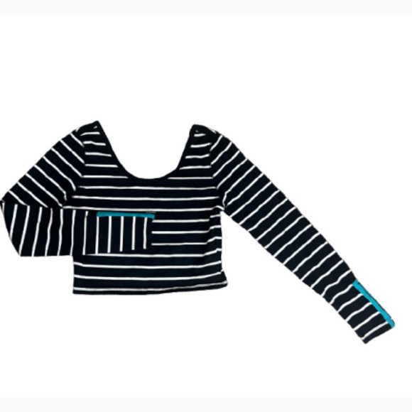 Aeropostale Y2K Black & White Striped Crop Top - Picture 1 of 8